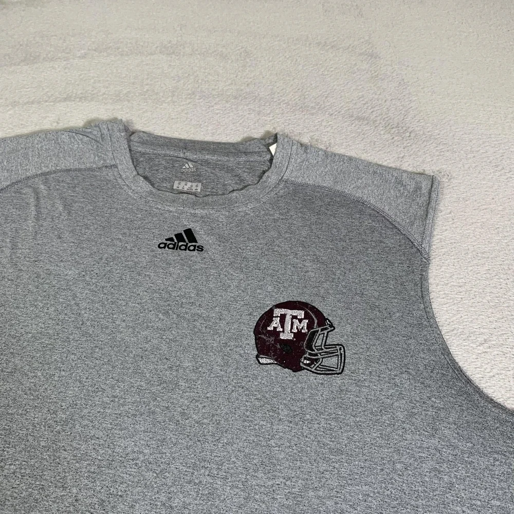 Texas A&M Aggies Shirt Mens 2XL Gray NCAA Football Adidas Climalite Sleeveless